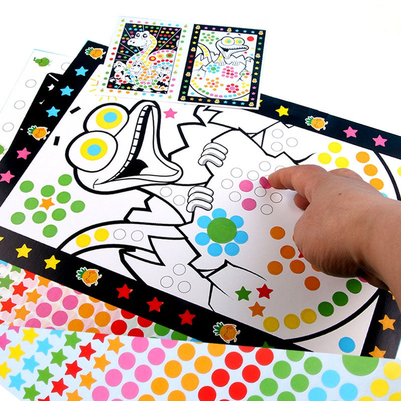 10 Sheets Puzzle Dot Stickers for Kids Cartoon Animals Early Education Toys