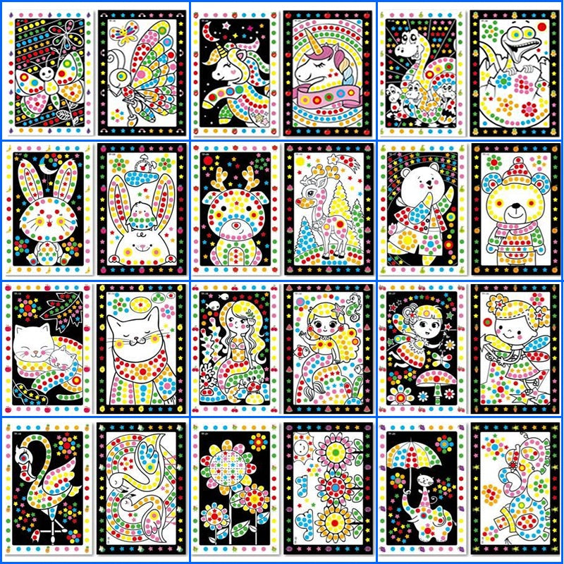 10 Sheets Puzzle Dot Stickers for Kids Cartoon Animals Early Education Toys