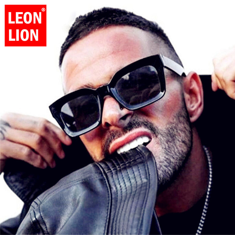 LeonLion Men's Clear Lens Sunglasses Retro Square Gradient