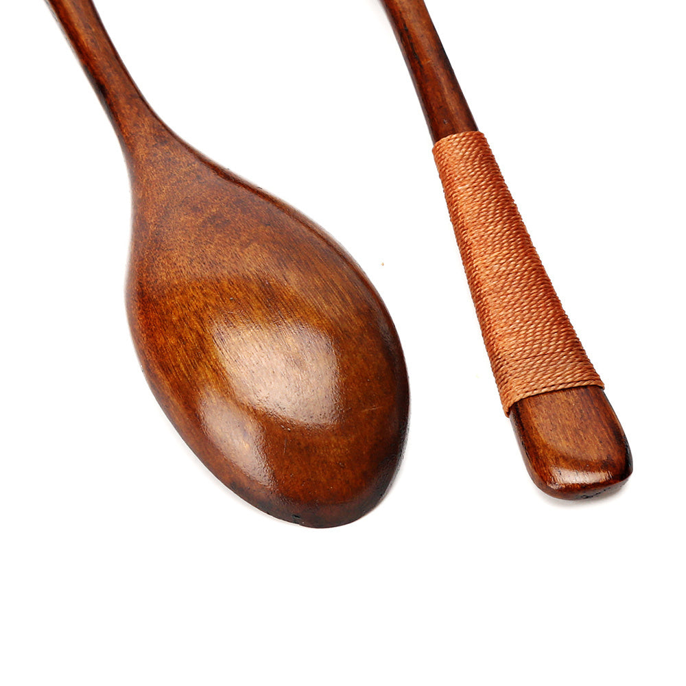 2pcs Large Wood Spoons Long Handled Eco Friendly Rice Soup Spoon Wooden Dessert