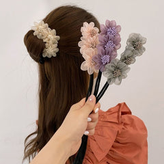 Floral Hair Ball Curler Headdress for Girls