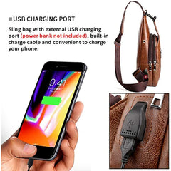 Men Sling Bag Anti Theft Shoulder Bag Small Leather Crossbody Sling Backpack
