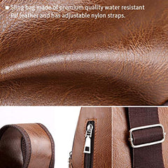 Men Sling Bag Anti Theft Shoulder Bag Small Leather Crossbody Sling Backpack
