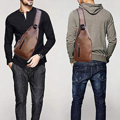 Men Sling Bag Anti Theft Shoulder Bag Small Leather Crossbody Sling Backpack