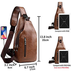 Men Sling Bag Anti Theft Shoulder Bag Small Leather Crossbody Sling Backpack