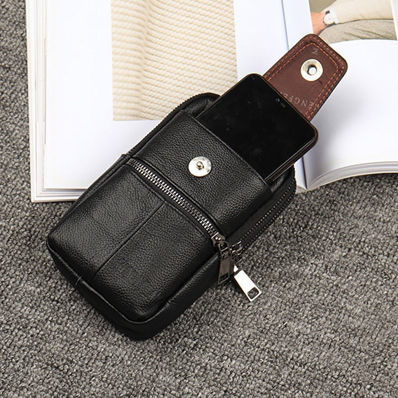 Men's Travel Shoulder Bag Crossbody Purse Leather Waist Pouch
