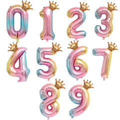 2pcs 81 28 Cm Gradient Pink Number Crown Balloon Happy Birthday Party