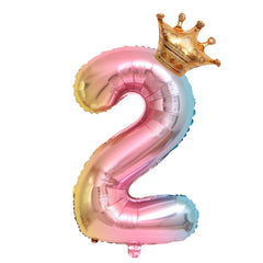 2pcs 81 28 Cm Gradient Pink Number Crown Balloon Happy Birthday Party
