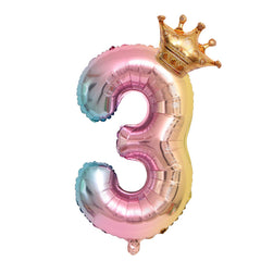 2pcs 81 28 Cm Gradient Pink Number Crown Balloon Happy Birthday Party
