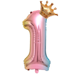 2pcs 81 28 Cm Gradient Pink Number Crown Balloon Happy Birthday Party