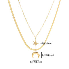 Double Hexagram Moon Necklace Stainless Steel Necklace