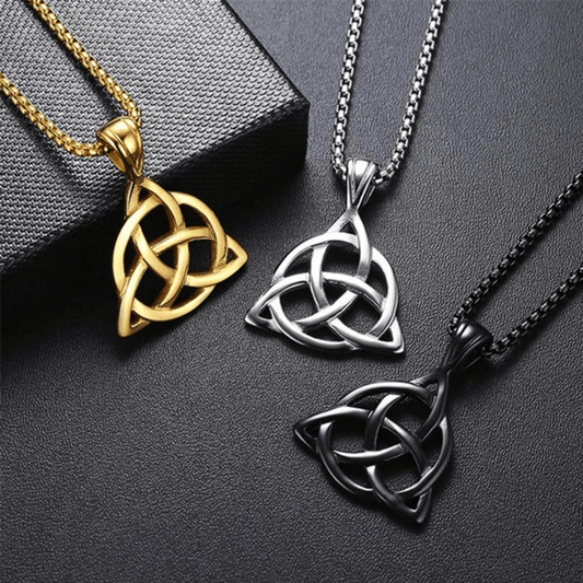 Metal Celtic Knot Pendant Chain Necklace Men Classic Punk Amulet Jewelry