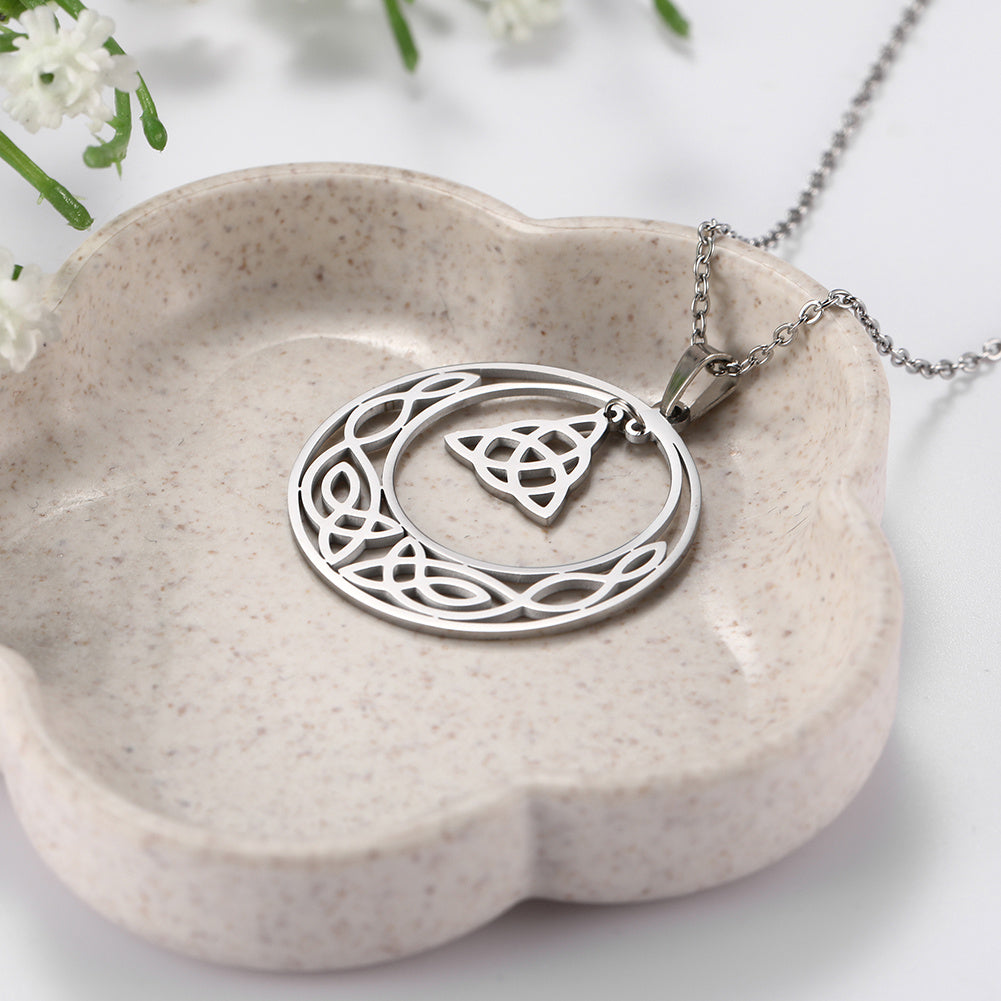 Stainless Steel Pentacle Pendant Necklace Pentagram Celtics Knot Star Circle