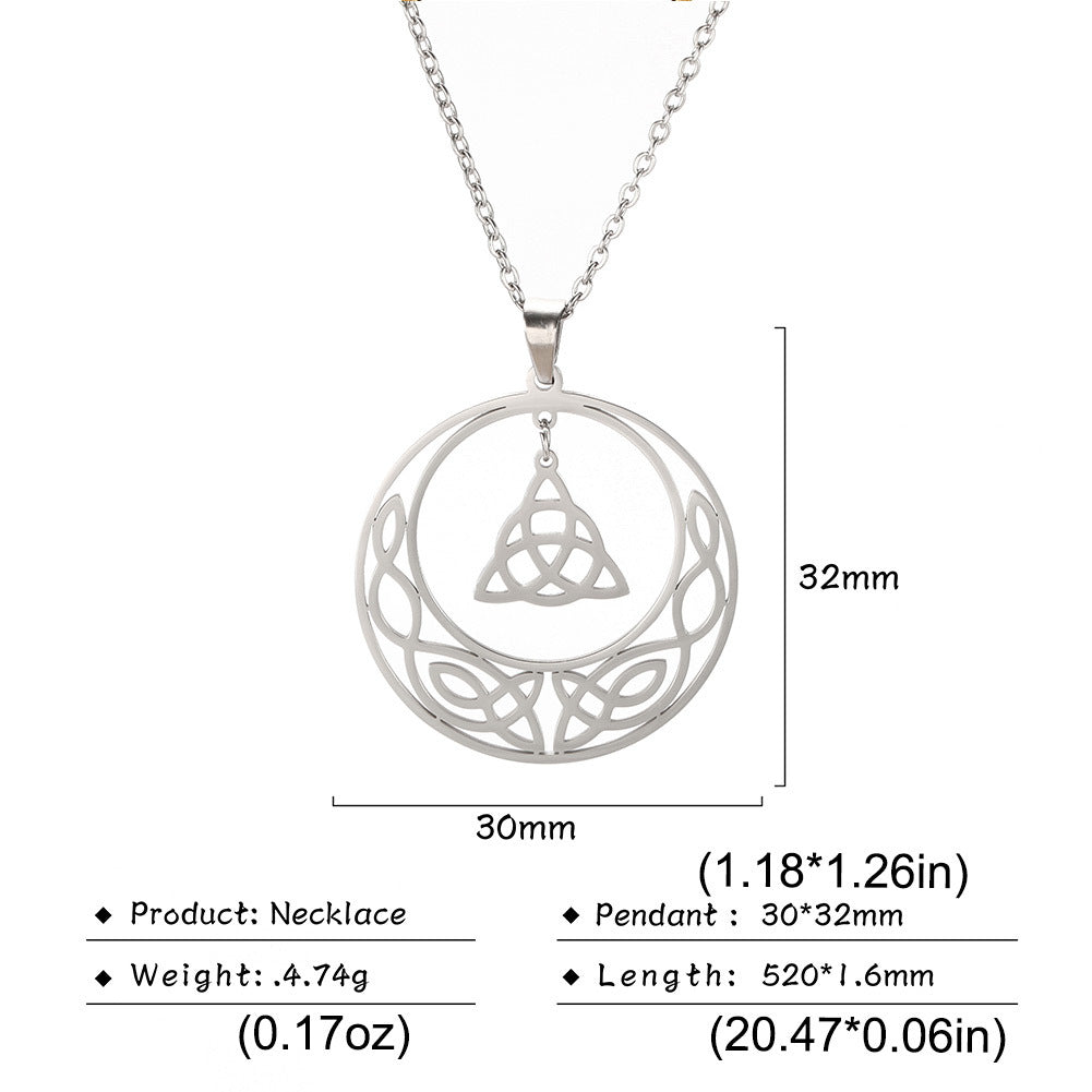 Stainless Steel Pentacle Pendant Necklace Pentagram Celtics Knot Star Circle