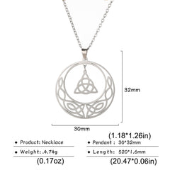 Stainless Steel Pentacle Pendant Necklace Pentagram Celtics Knot Star Circle