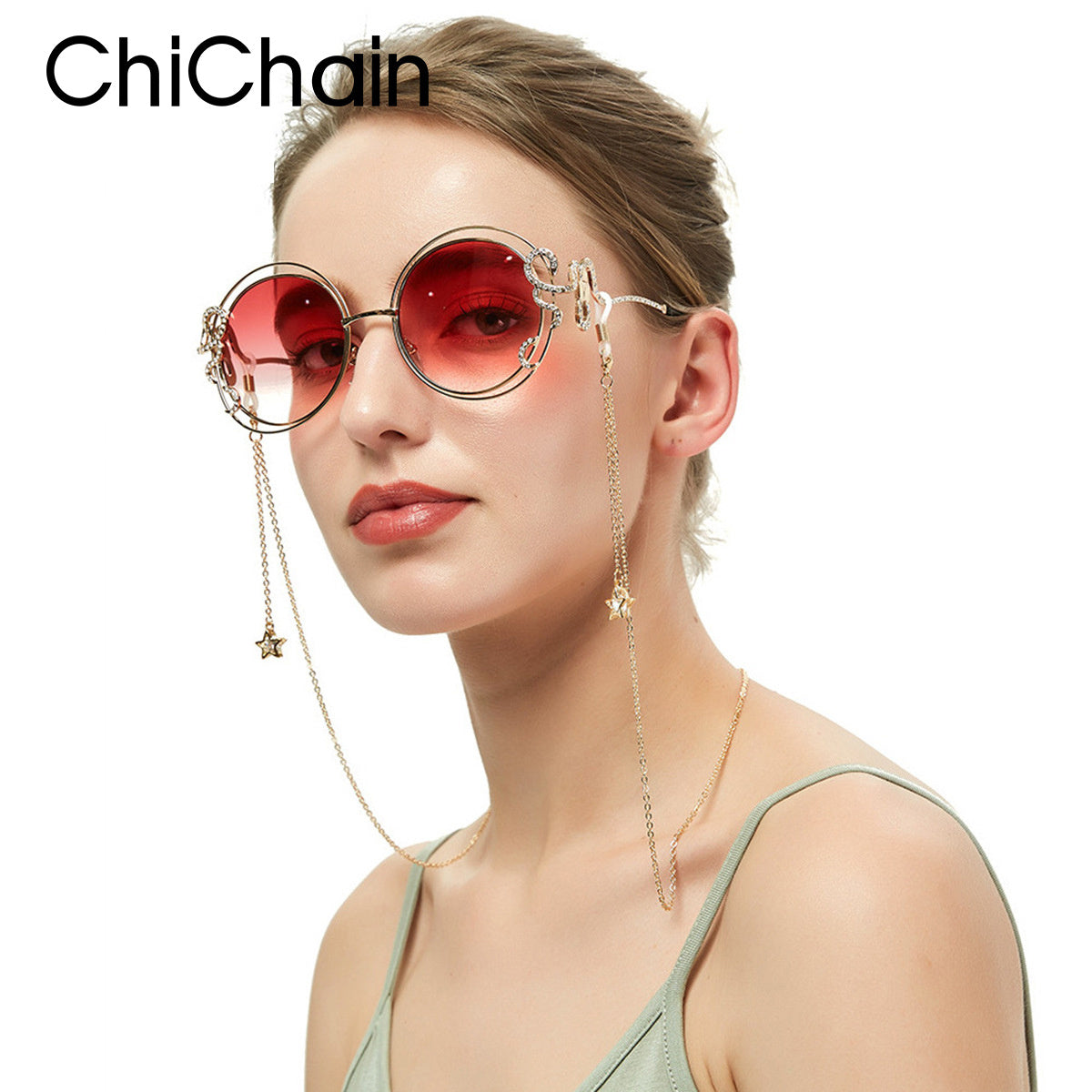 Pentagram Zircon Pendant Glasses Chain Accessories
