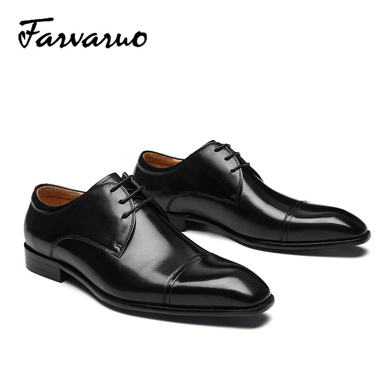 FARVARWO Leather Oxford Shoes Vintage Formal Business Party