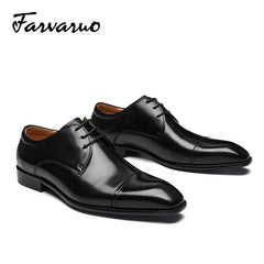 FARVARWO Leather Oxford Shoes Vintage Formal Business Party