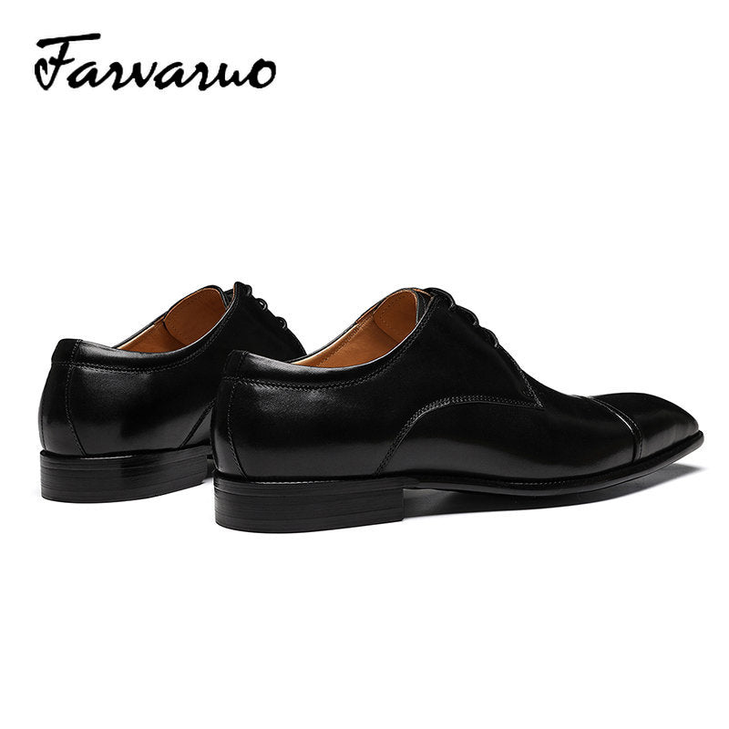 FARVARWO Leather Oxford Shoes Vintage Formal Business Party
