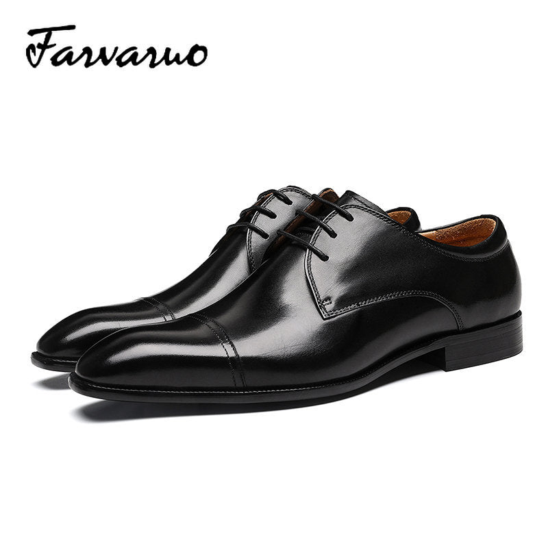 FARVARWO Leather Oxford Shoes Vintage Formal Business Party