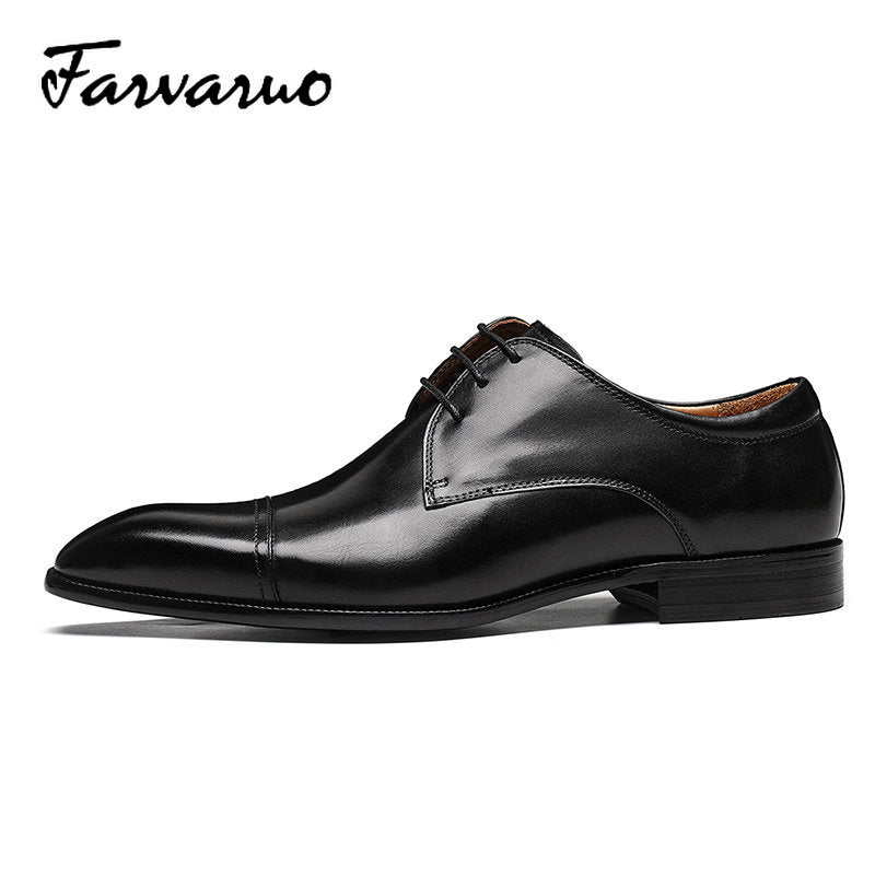 FARVARWO Leather Oxford Shoes Vintage Formal Business Party