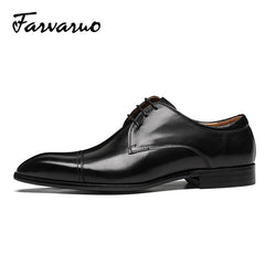 FARVARWO Leather Oxford Shoes Vintage Formal Business Party