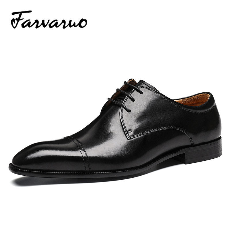 FARVARWO Leather Oxford Shoes Vintage Formal Business Party