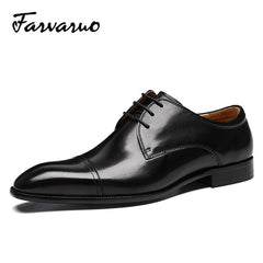 FARVARWO Leather Oxford Shoes Vintage Formal Business Party