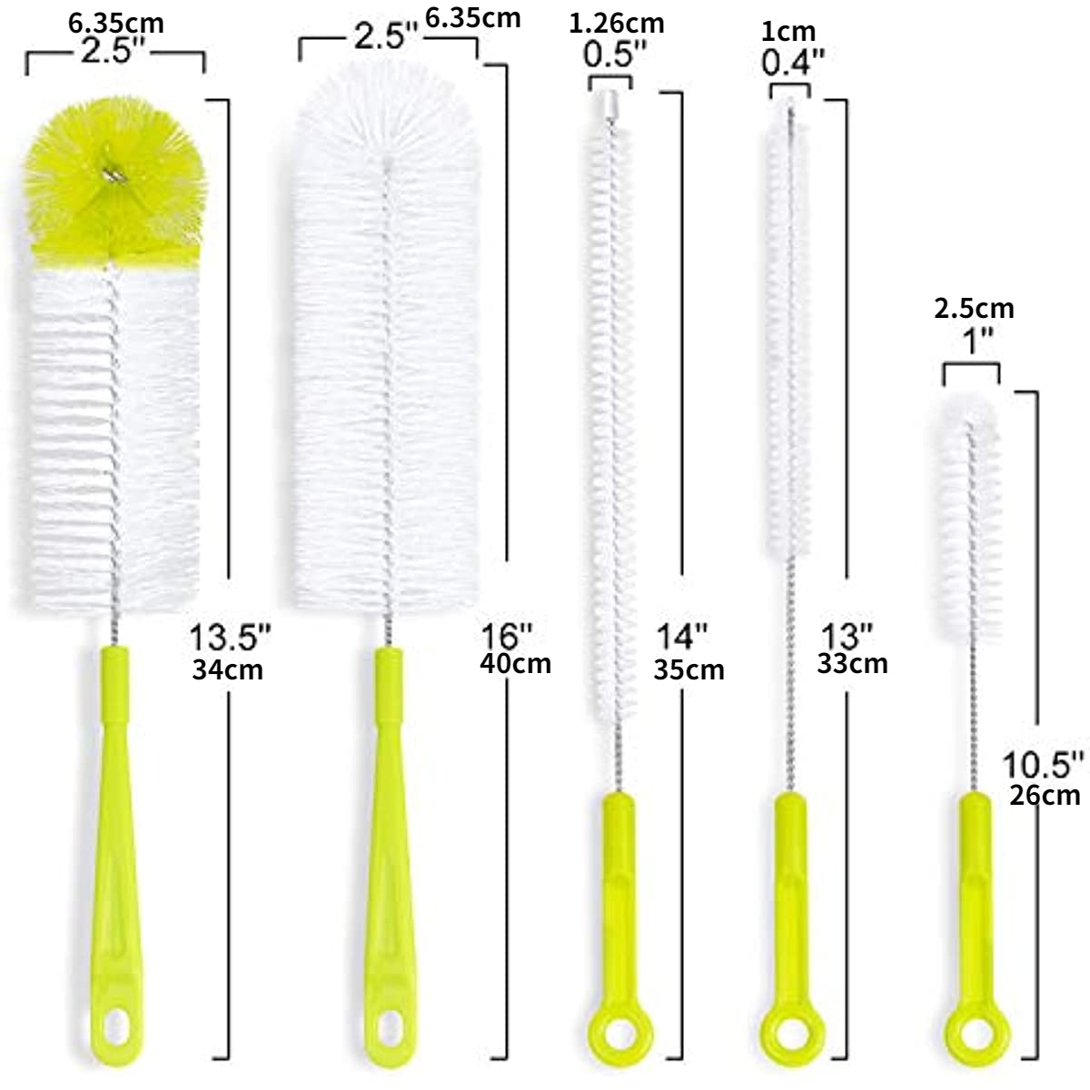 5pcs Long Handle Bottle Cleaner Set for Narrow Neck Beer B