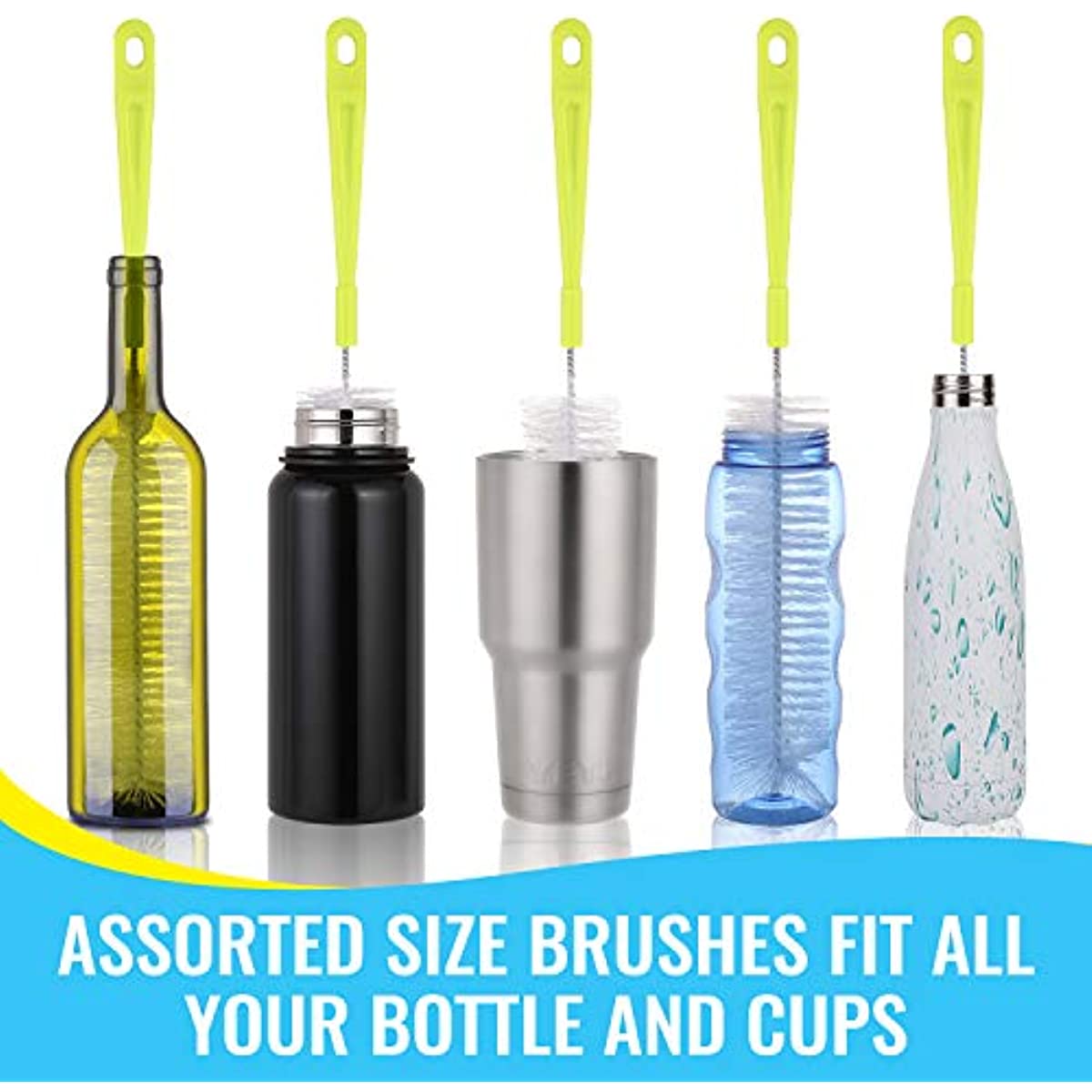 5pcs Long Handle Bottle Cleaner Set for Narrow Neck Beer B