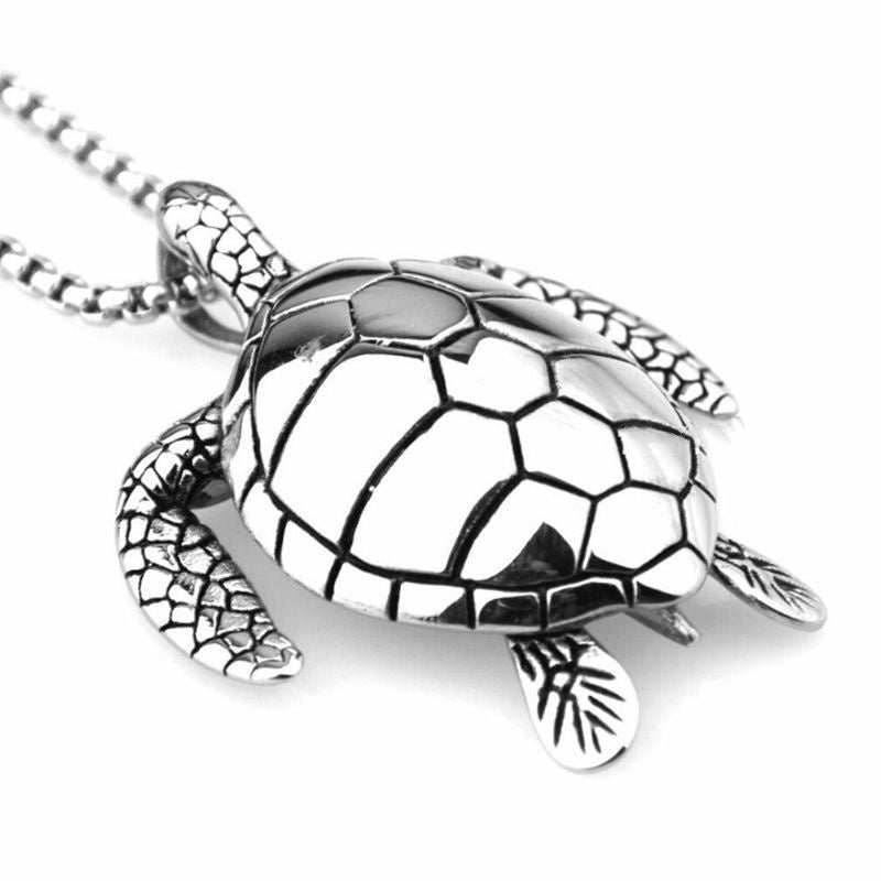 Men's Stainless Steel Turtle Pendant Necklace