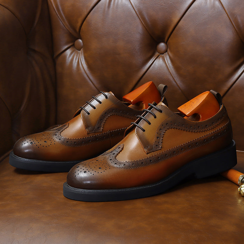 Men's Leather Wingtip Brogue Oxford Dress Shoes