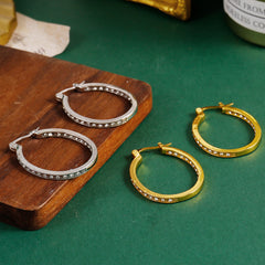 Temperament Zircon Hoop Earrings Zinc Alloy Ear Jewelry Accessories