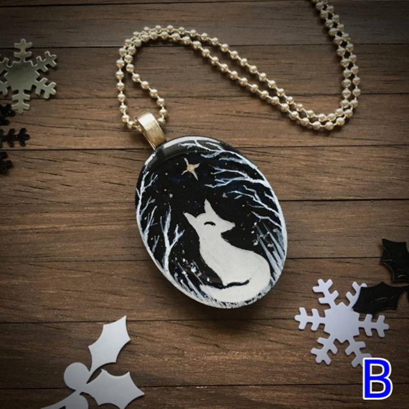 Gothic Cat Forest Charm Necklace Witch Jewelry Gift