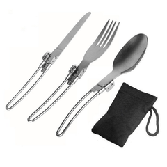 3 Pc Stainless Steel Cookware Backpack Set for Camping Picnics Outdoor Eating