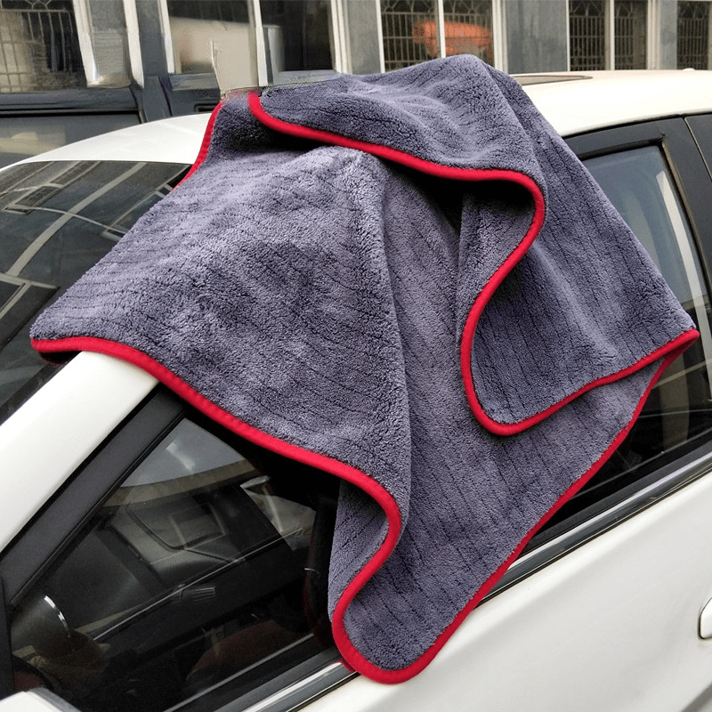 1pc Coral Wash Towel Thickened Absorbent Microfiber Cloth Car Accessories