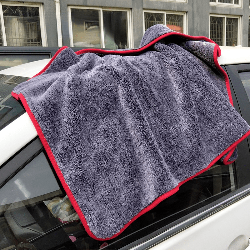 1pc Coral Wash Towel Thickened Absorbent Microfiber Cloth Car Accessories