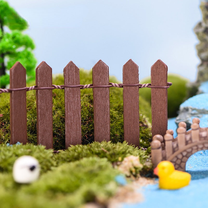 Mini Wooden Fence for Fairy Garden Micro Landscape Flower Pots