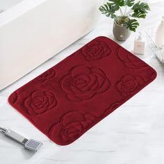 Rose Flower Patterned Bathroom Bath Mat Non-slip Carpet Memory Foam Mat 40