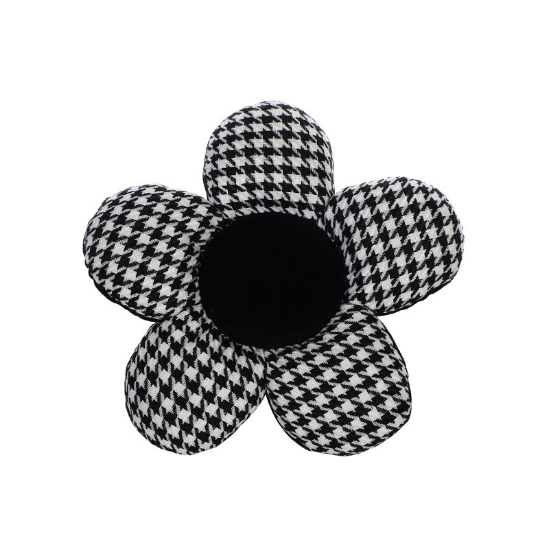 Car Headrest Waist Cushion Houndstooth Flower Shaped Car Neck Pillow Cushion