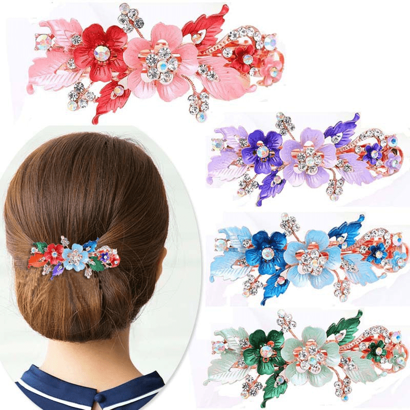 Rhinestone Inlaid Hairpin Flower Butterfly Hair Clip