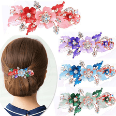 Rhinestone Inlaid Hairpin Flower Butterfly Hair Clip