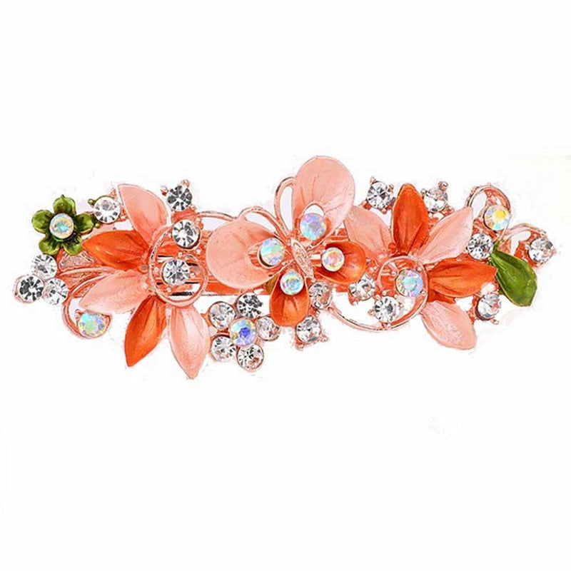 Rhinestone Inlaid Hairpin Flower Butterfly Hair Clip