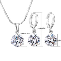 Crystal Zircon Pendant Necklace Earrings Sets for Women Wedding