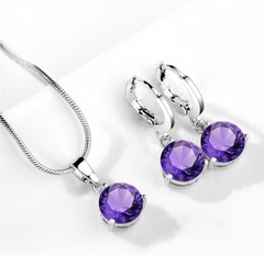 Crystal Zircon Pendant Necklace Earrings Sets for Women Wedding