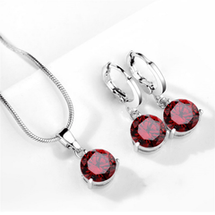 Crystal Zircon Pendant Necklace Earrings Sets for Women Wedding