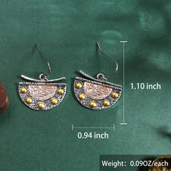 Vintage Metal Carving Pattern Fan Drop Earrings 1Pair