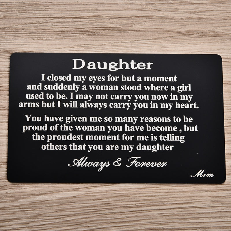 Mom's Love Metal Wallet Card - Birthday Gift for Son or Daughter