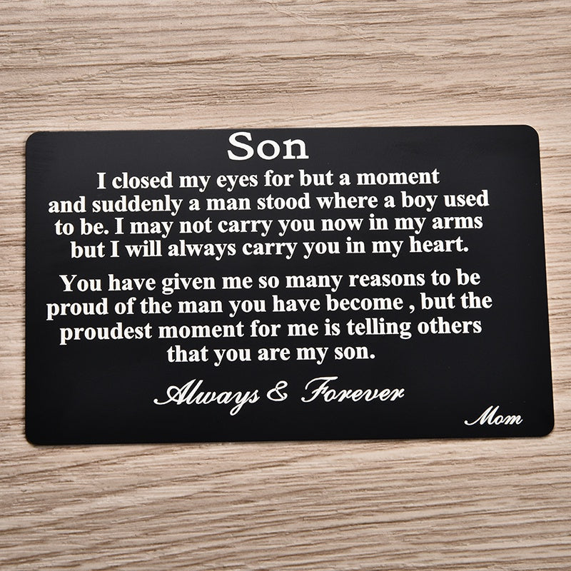 Mom's Love Metal Wallet Card - Birthday Gift for Son or Daughter