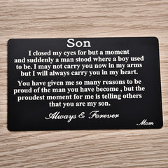 Mom's Love Metal Wallet Card - Birthday Gift for Son or Daughter